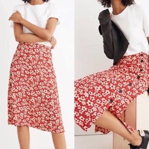 Madewell Red Floral Skirt